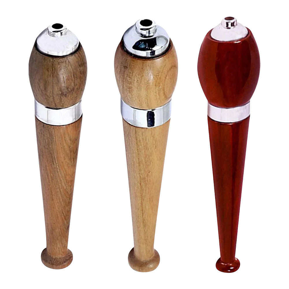 Three Wood Zeppelin One Hitters with Chrome Accents on white background