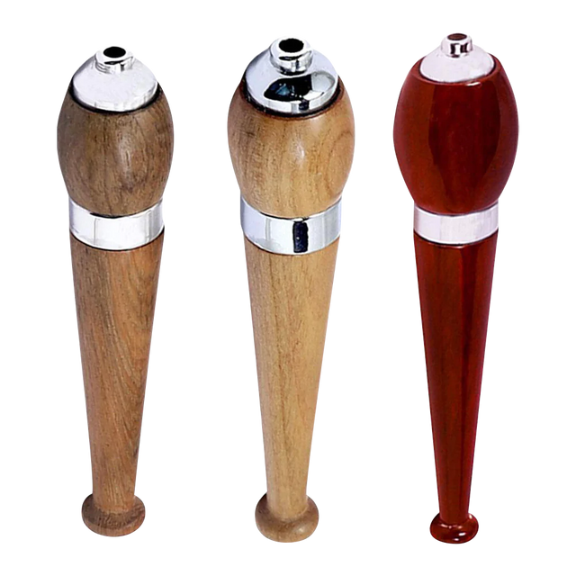 Three Wood Zeppelin One Hitters with Chrome Accents on white background