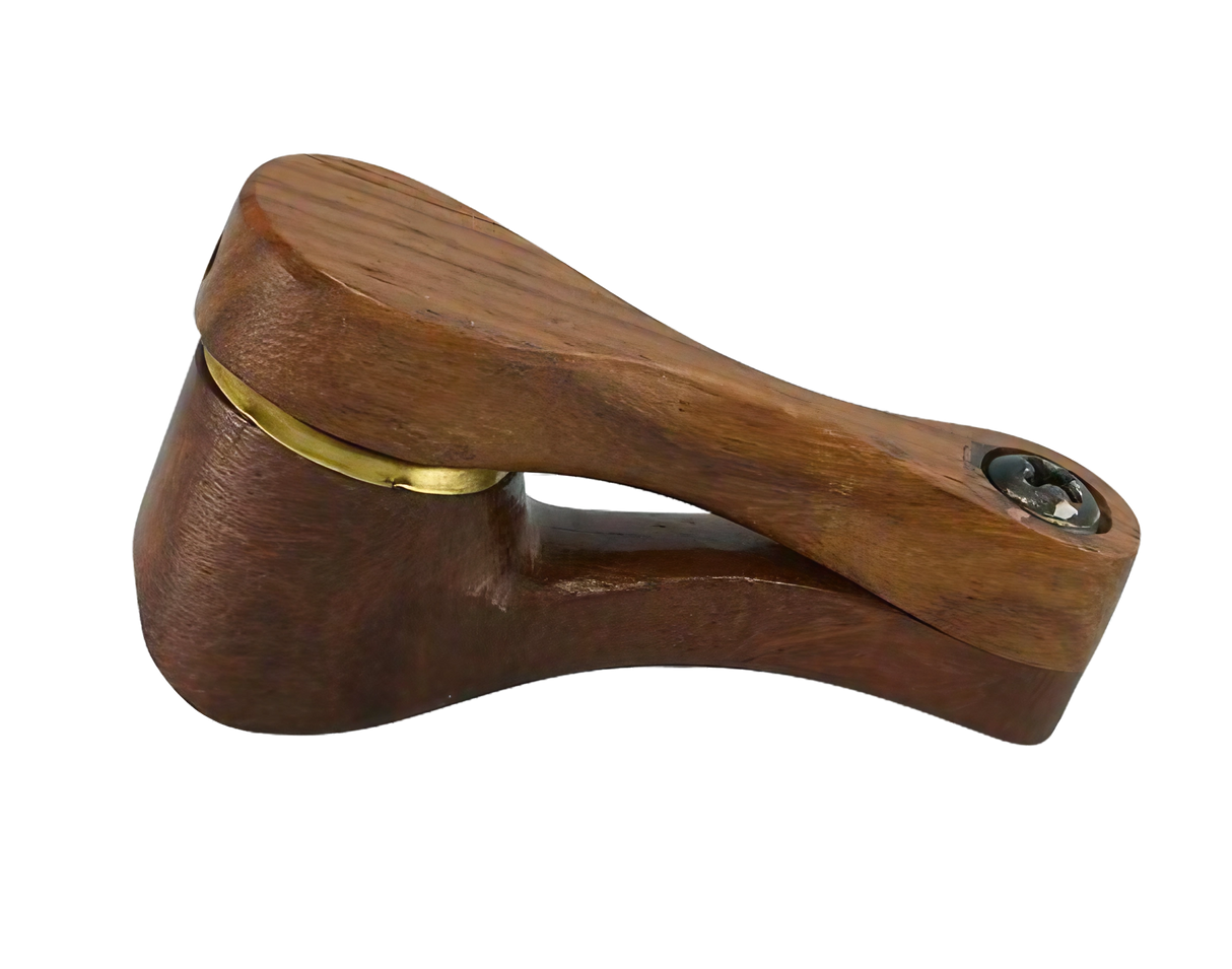 Compact Wooden Swivel Pipe, 2.25" height, Portable Design, for Dry Herbs - Side View