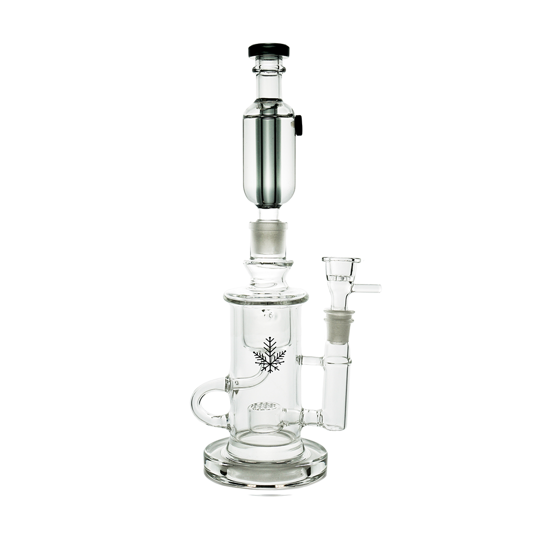 Freeze Pipe Klein Recycler Bong 7" front view with glycerin coil and honeycomb bowl