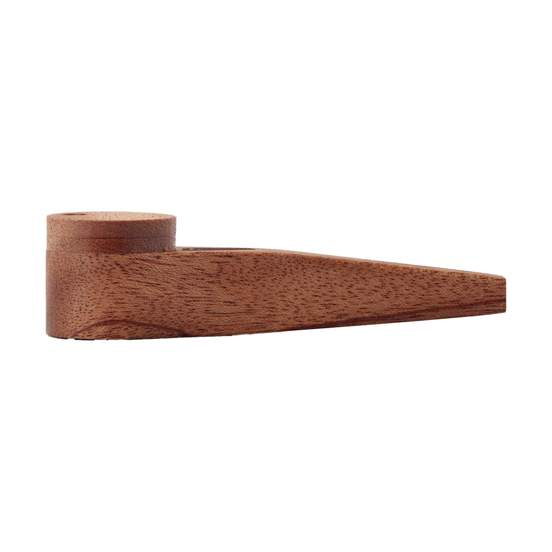 Bearded Distribution Exotic Wooden Hand Pipe, 4" with Lid & Brass Screen, Side View