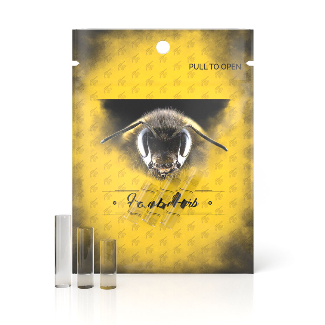 Honeybee Herb Dab Insert Accessories with three solid pillars in front of packaging