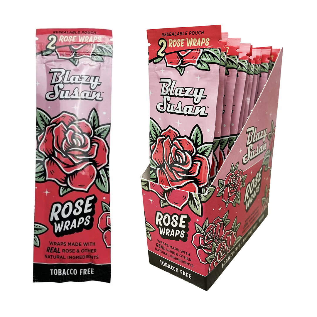 Blazy Susan Vegan Rose-Infused Wraps 25pk Display, Tobacco-Free Slow Burning