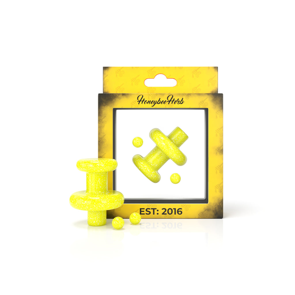 Honeybee Herb NEON CONTROL TOWER SET in Yellow, Front View on White Background