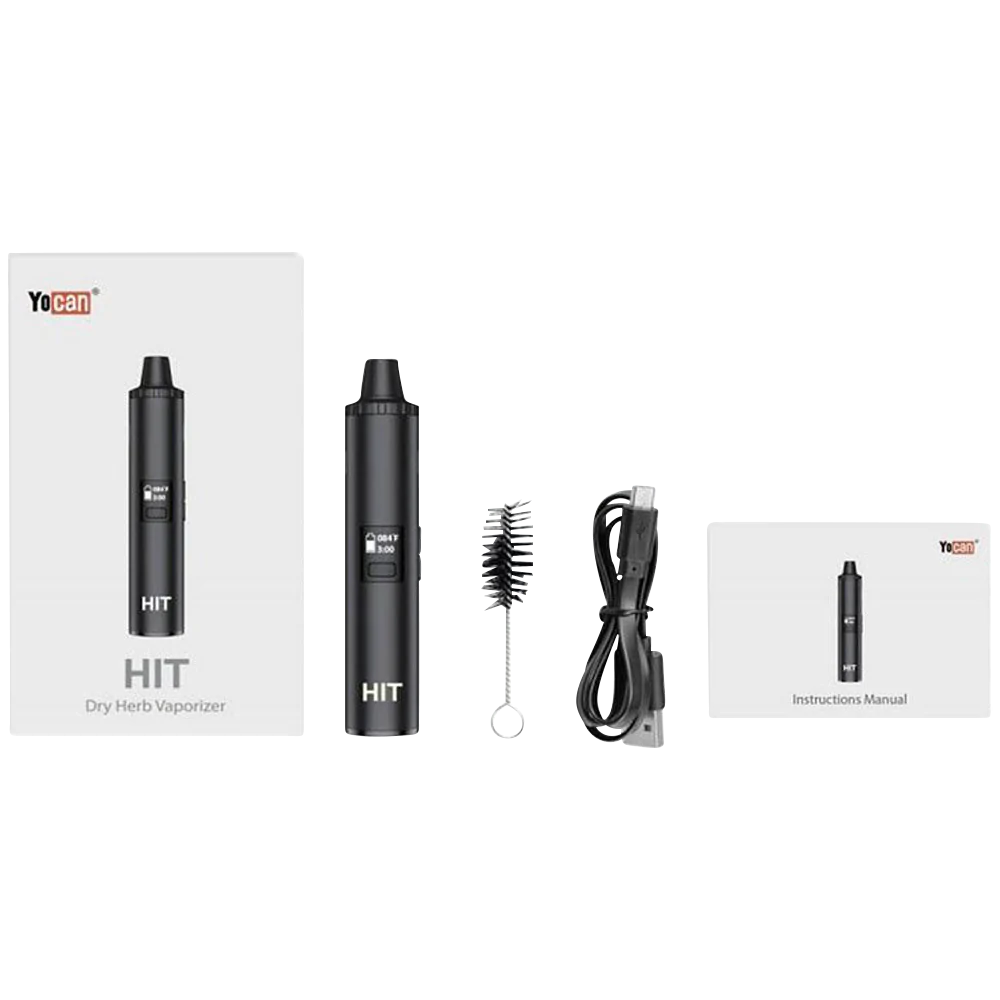Yocan Hit Dry Herb Vaporizer in Black - Portable Design with Accessories