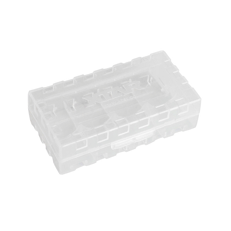 XTAR 2 Bay Clear Battery Case for 18650, 20700, 21700 - Top View on White Background