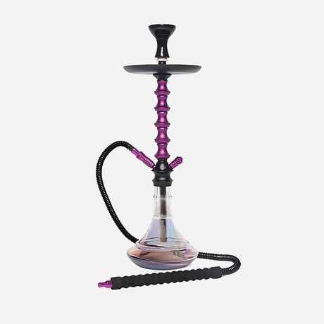 Hookah with a glass base and a single hose.