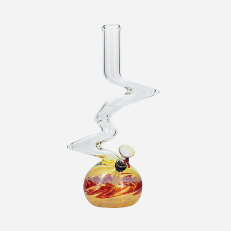 Zong bong with a pullstem. Clear zigzag neck with a bubble base.