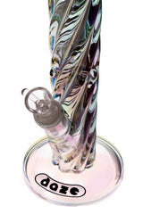 Daze Glass 12" Iridescent Rainbow Spiral Water Pipe Front View on White