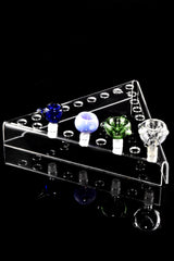Triangular Acrylic Bowl Display – 24-Slot, 14 mm