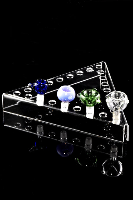 Triangular Acrylic Bowl Display – 24-Slot, 14 mm