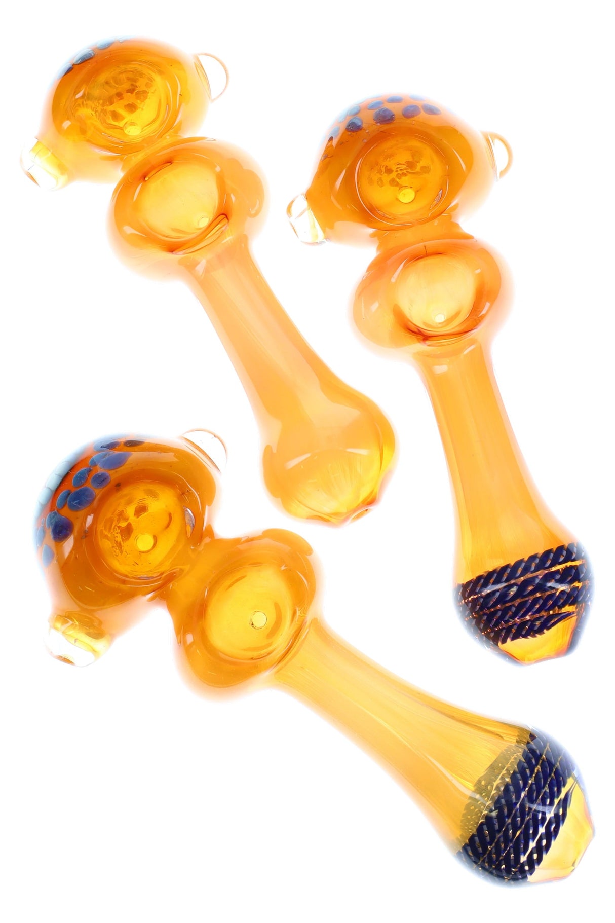 Gold Fumed Double-Bowl Glass Pipe “Twin Flame” – 5½″ – Assorted Colors