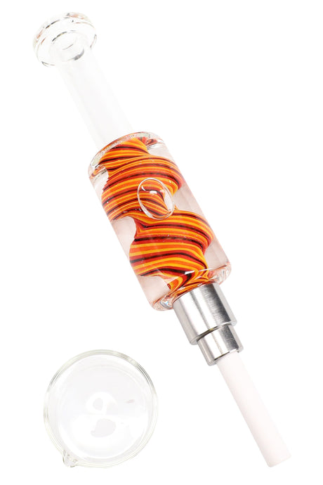 Fluid-Filled Glass Dab Straw Kit “Reverse Swirl” – Assorted Colors
