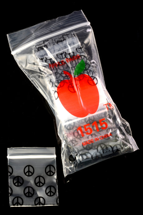 Apple Bags Mini Zip Baggies – 1 1/2″ × 1 1/2″ – 1000 Pack