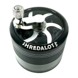 Sir Shredalot Crank Top 4-Part Grinder - Durable Black Finish - Top View