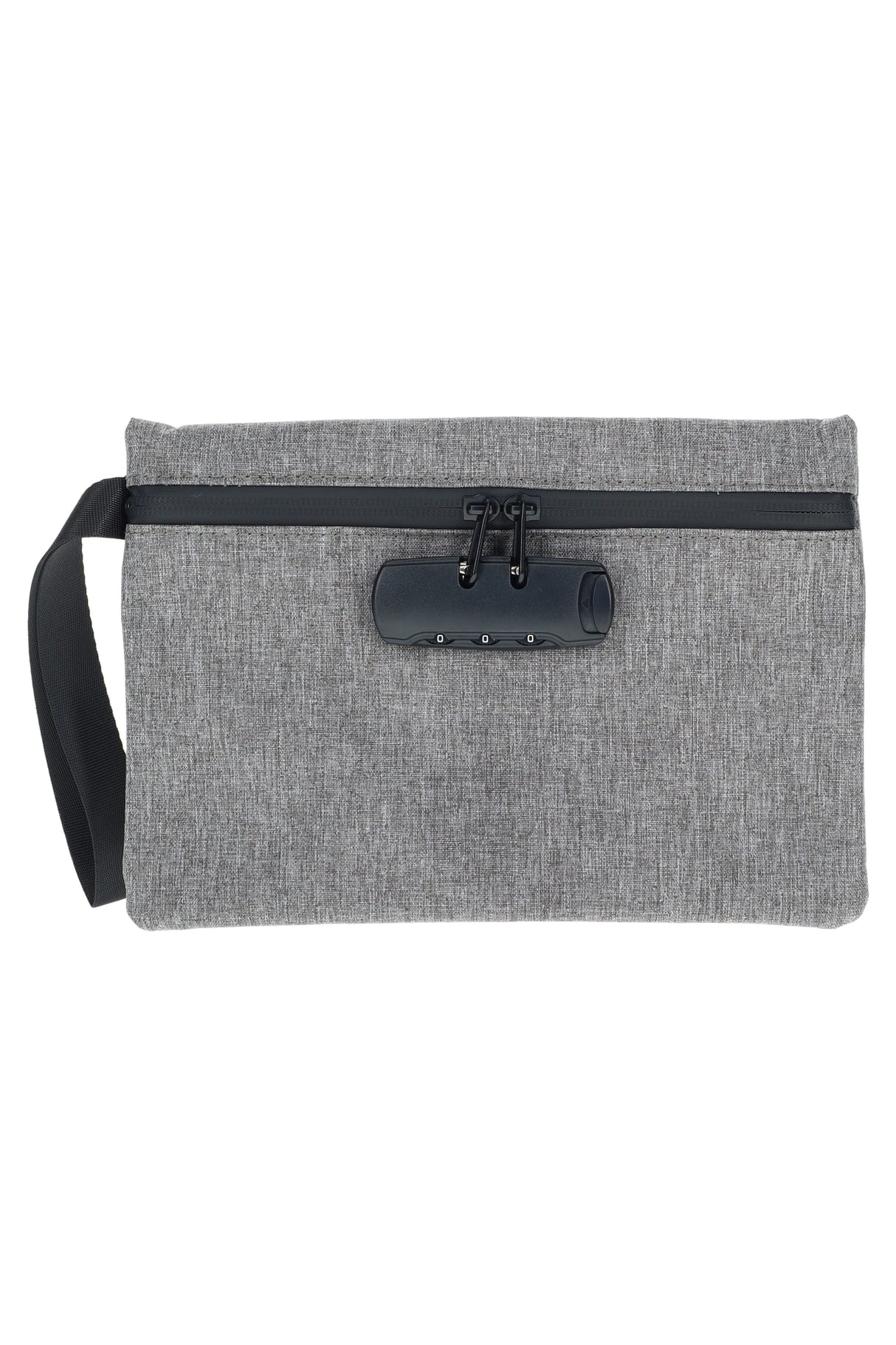 Gray Zippered Combination Lock Pouch