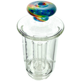 AFM 6" Puffco Peak Reversal Attachment with colorful glass top and clear body, top view