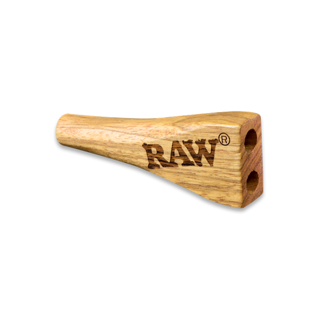 RAW Double Barrel Wooden Cigarette Holder - Front View on White Background