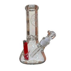 Golden Goat 10 inch borosilicate glass flower bong with built-in lighter indent