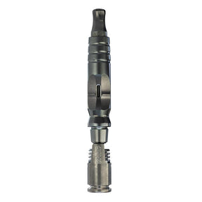 DynaVap HyperDyn titanium dry herb vaporizer standing upright, showing the Hyper Cap and Big Bowl tip chamber.