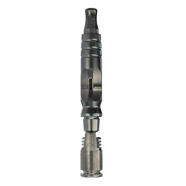 DynaVap HyperDyn titanium dry herb vaporizer standing upright, showing the Hyper Cap and Big Bowl tip chamber.