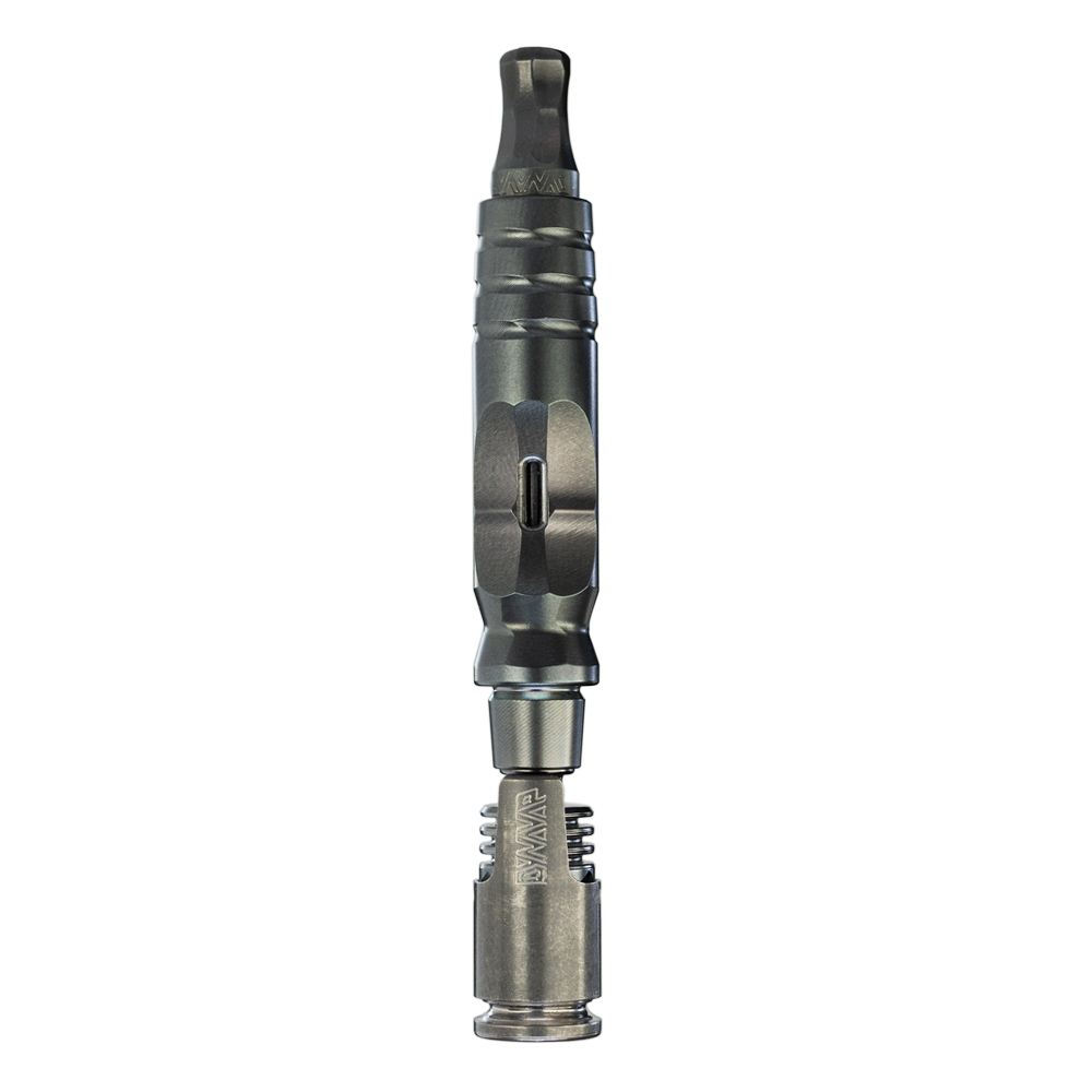 Large scale DynaVap HyperDyn product photo on transparent background showing the titanium surface finish.