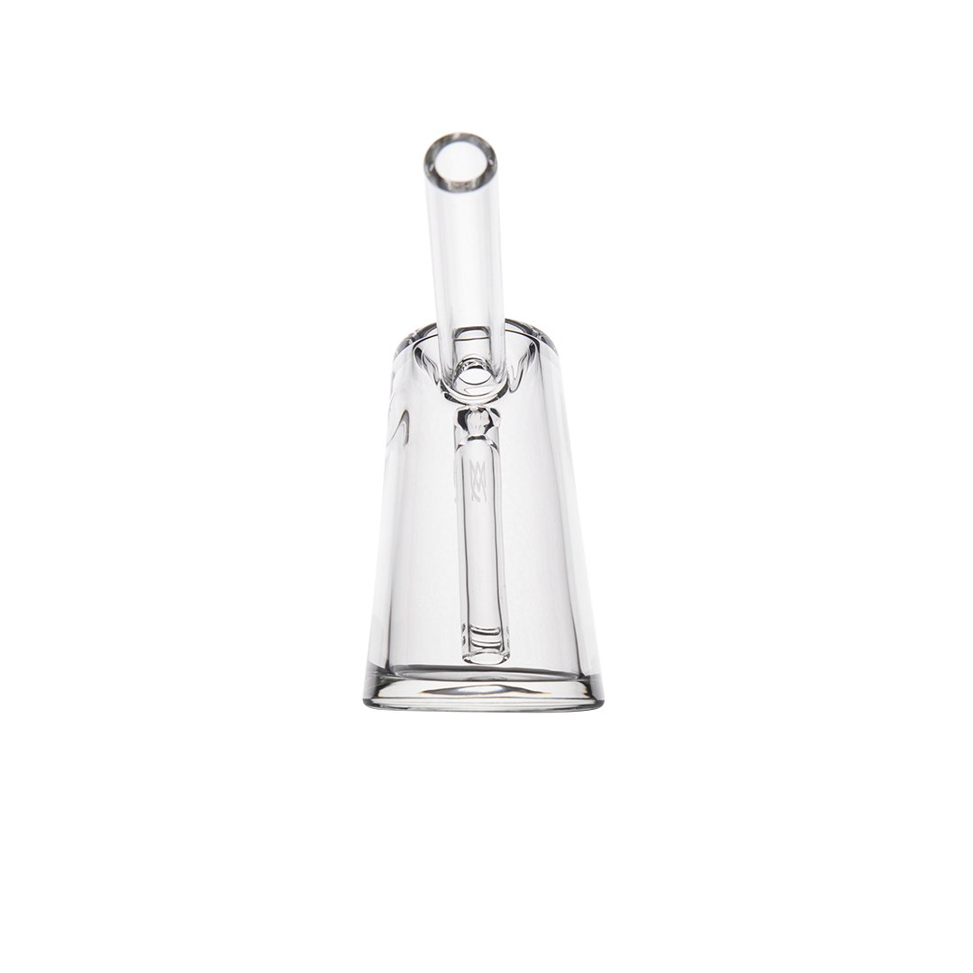 MJ Arsenal Fulcrum Bubbler front view on seamless white background, borosilicate glass with sleek design