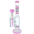 14" AFM Glass Pink Straight Tube Bong with Showerhead Perc and AshCatcher Front View