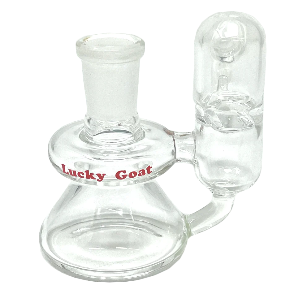 AFM 3" Lucky Goat Sidecar Clear Ashcatcher - 14mm Joint, Borosilicate Glass, Front View