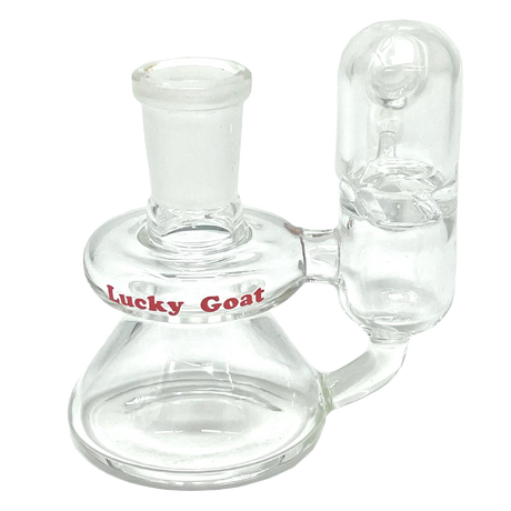 AFM 3" Lucky Goat Sidecar Clear Ashcatcher - 14mm Joint, Borosilicate Glass, Front View