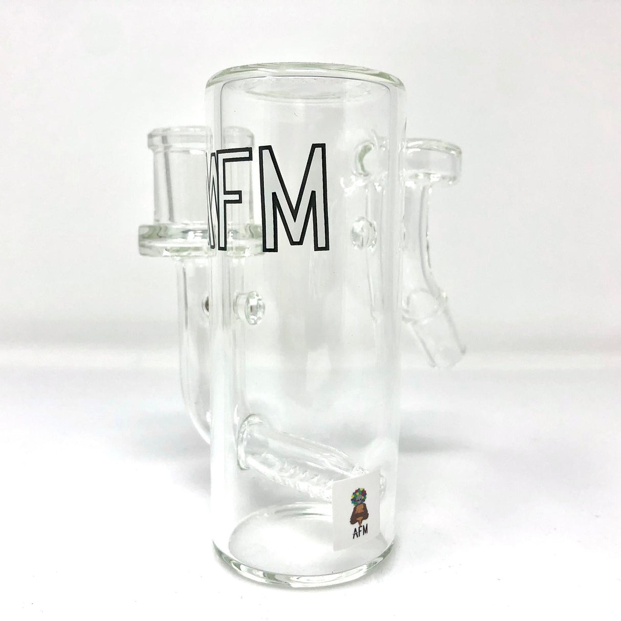 AFM 4" Inline Perc Borosilicate Glass Ash-Catcher Front View for 14mm Joint