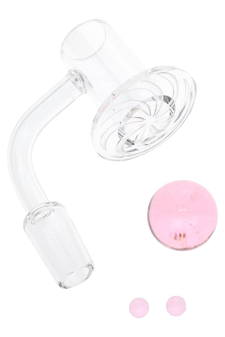 Quartz 14.5 mm Male Domeless Terp Slurper Banger “SpinDish” – Marble & Pearls