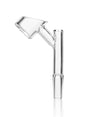 GRAV 10mm Male Angled Quartz Banger at 45° angle, clear, for dab rigs, side view on white background