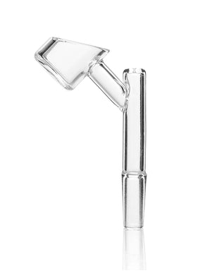 GRAV 10mm Male Angled Quartz Banger at 45° angle, clear, for dab rigs, side view on white background