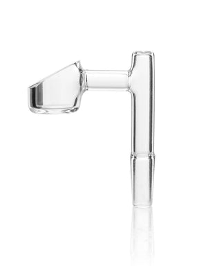 GRAV 10mm Male Angled Quartz Banger - 90°, clear, front view on white background