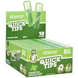 Hemper Quick Tips 10-pack display box with 5 mint flavor filter tips per pack, front view