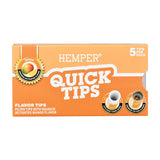 Hemper Quick Tips display box with 5 mango-flavored filter tips for rolling papers, front view