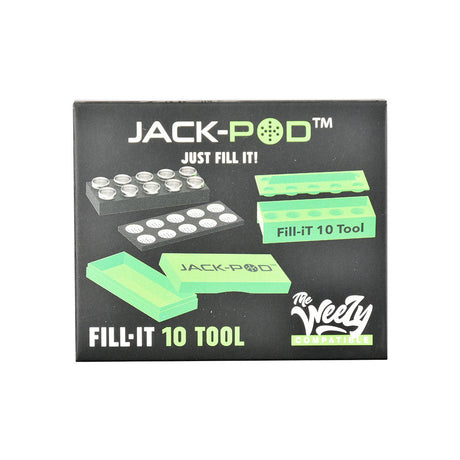 Jack-Pod Fill-iT Tool Dosage Pod Stash Box Display, 10 Pack Front View on White Background
