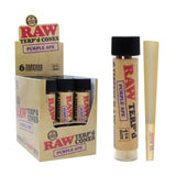 RAW Terp'd Cones Purple Ape 1 1/4 size displayed with packaging and individual cone