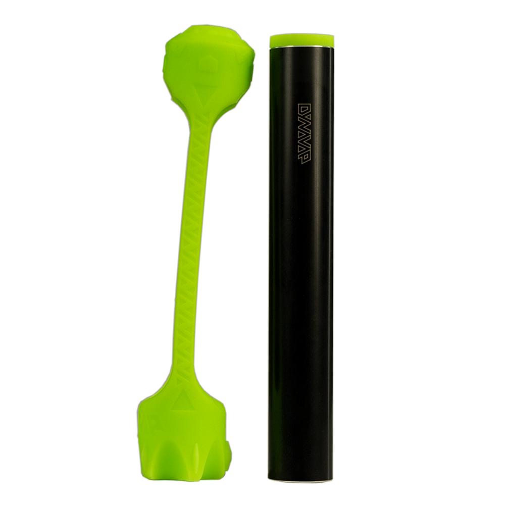 DynaVap SlingStash shown open, displaying the aluminum tube's stash compartment and removable plug.