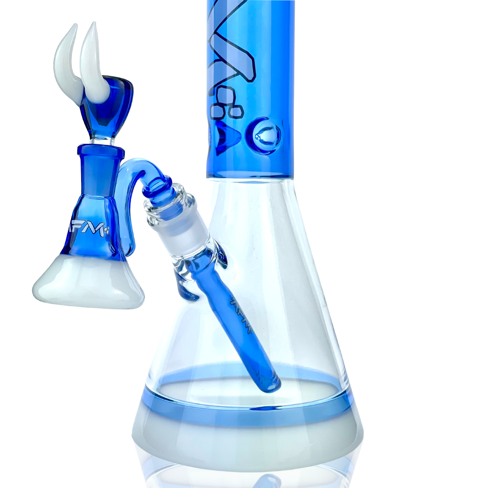 AFM Quasar Ink Blue 18" Glass Beaker Bong with 14mm Female Joint - Front View