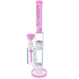 AFM 19" Double Hitter Reversal Straight Tube Bong in Pink with Showerhead Perc, Front View