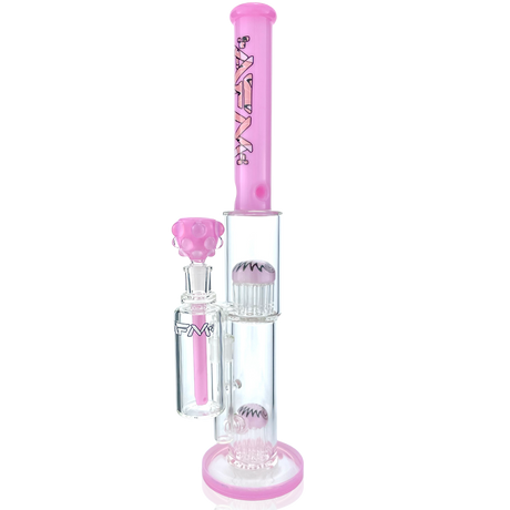 AFM 19" Double Hitter Reversal Straight Tube Bong in Pink with Showerhead Perc, Front View