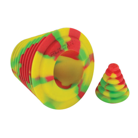 Pulsar Silicone Plug Assortment for Bong Cleaning, 14-19mm, Rasta Colors, Top View