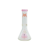 MAV Glass 12" x 7mm Slitted Pyramid Beaker Bong in Pink - Front View on White Background