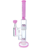 19" AFM Double Hitter Reversal Straight Tube Bong with Pink Accents and Showerhead Perc