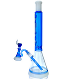 AFM Quasar Ink Blue Glass Beaker Bong, 18" Tall, 14mm Female Joint, with Deep Bowl - Front View