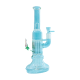 PILOTDIARY 12 Inch Tree Perc Bong, Clear Glass with Smooth Hits, Front View on Blue Background