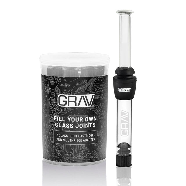 GRAV Fill Your Own Glass Joints 7ct in packaging with one assembled joint side view