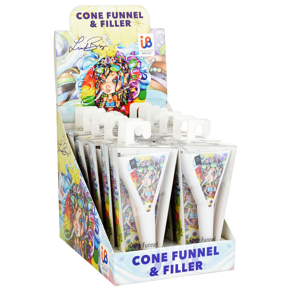 12PC DISPLAY - Linda Biggs Cone Funnel & Filler Kit with colorful artwork packaging